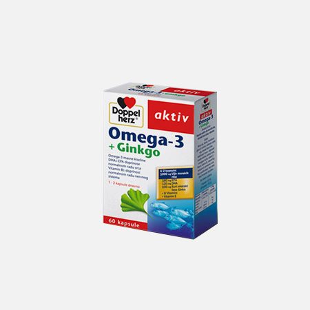 Omega-3 + Ginkgo Biloba – 60 cápsulas – doble corazón