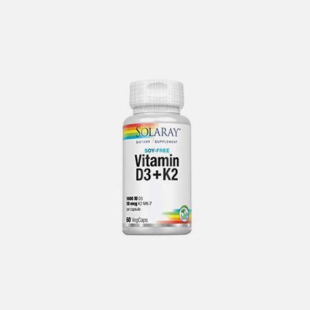Vitamina D3 K2 (MK-7) – 60 cápsulas – Solaray