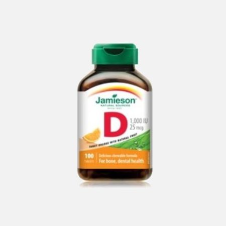 Vitamina D 1000 UI 25 mcg – 100 Comprimidos Masticables – Jamieson