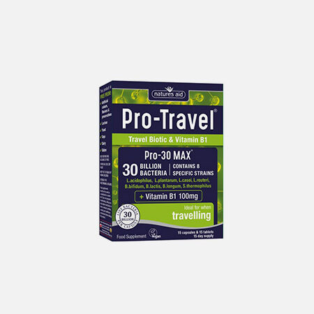Pro-Travel (30 mil millones de bacterias) – 15 cáp. + 15 comp. – Ayuda de la naturaleza