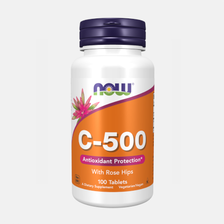 Vitamin C-500 Rose Hips – 100 comprimidos – Now
