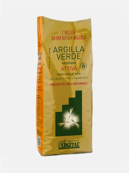 Argital - Argilla Verde Ventilata Attiva essiccata al sole - 500g, Argilla