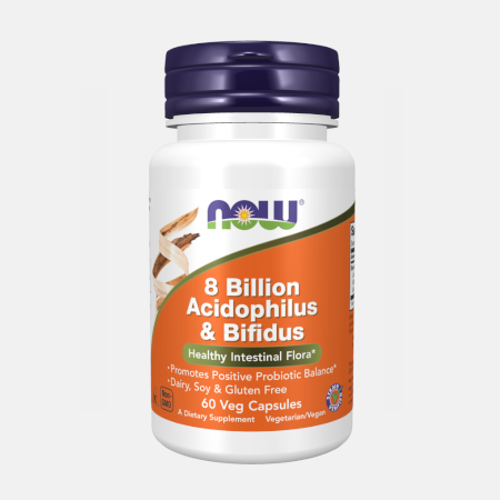 8 Billion Acidophilus & Bifidus – 60 cápsulas – Now