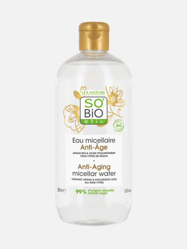 Agua Micelar Antiedad Argán Ácido Hialurónico - 500ml - So´Bio