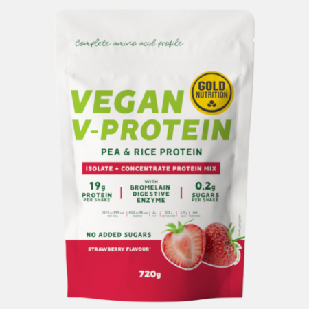 Vegan V-Protein Fresa – 720g – Gold Nutrition