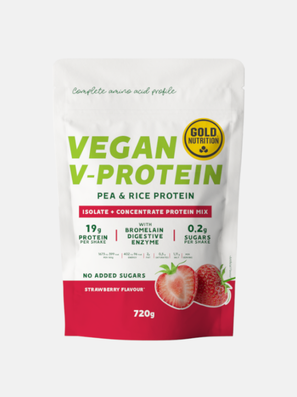 Vegan V-Protein Fresa - 720g - Gold Nutrition