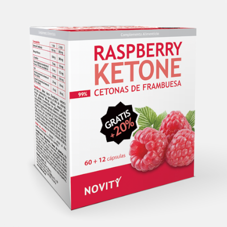 Raspberry Ketone cetona de frambuesa – 60 + 12 cápsulas – Novity