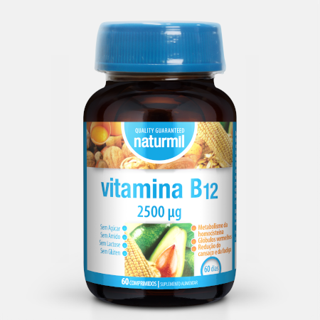 Vitamina B12 2500 mcg – 60 comprimidos – Naturmil