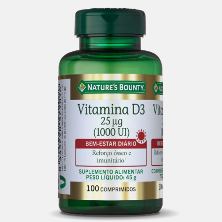 Vitamina D3 25mcg 1000UI – 100 comprimidos – Nature’s Bounty