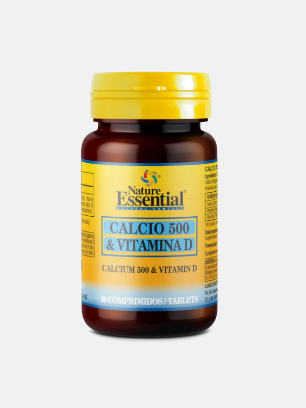 Calcio 500 + Vitamina D - 50 comprimidos - Nature Essential