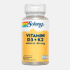 Vitamin D3 4000 + K2 50mcg - 60 cápsulas - Solaray