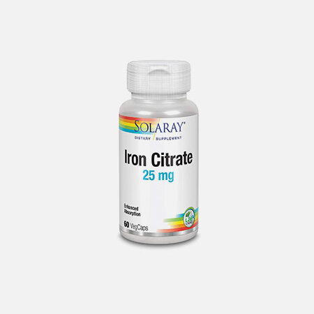 Citrato de hierro ferro 25 mg – 60 cápsulas – Solaray