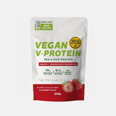 Vegan V-Protein Fresa – 240g – Gold Nutrition