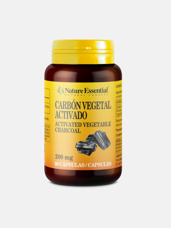 Carbón vegetal activado 200 mg - 90 cápsulas - Nature Essential