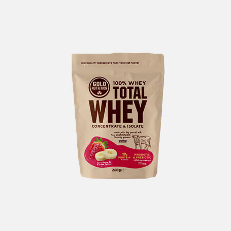 Total Whey Sabor Fresa-Plátano – 260g – Gold Nutrition