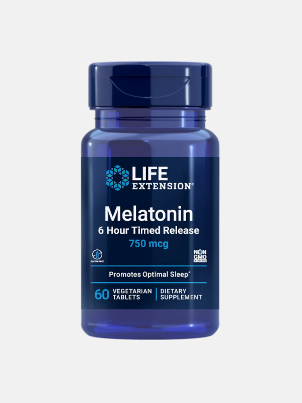 Melatonin 6 Hour Timed Release 750mcg - 60 comprimidos - Life Extension