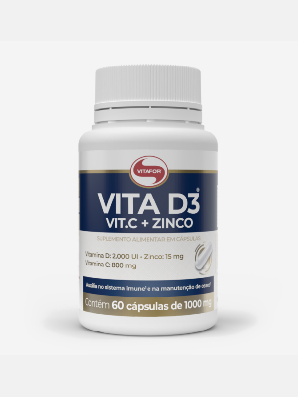 Vitamina D3 + C + Zinc - 60 cápsulas - Vitafor