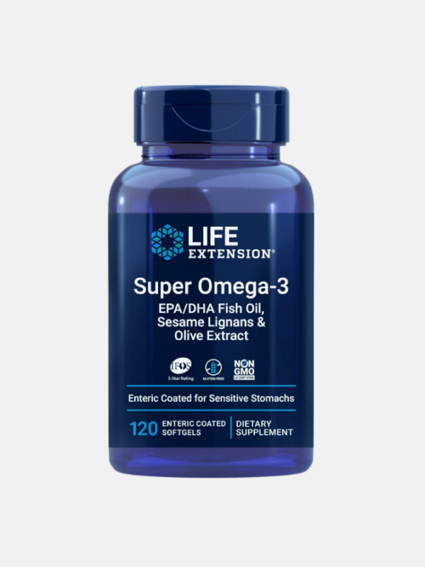 Super Omega-3 EPA/DHA Fish Oil Sesame Lignans & Olive Extract - 120 softgels - Life Extension