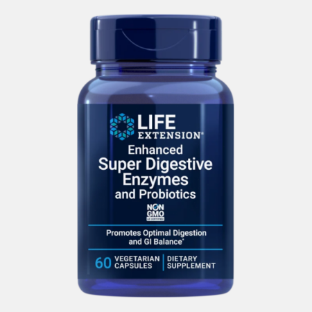 Enhanced Super Digestive Enzymes with Probiotics – 60 cápsulas – Life Extension