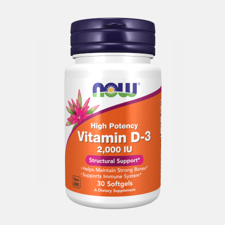 Vitamin D3 2000 IU – 30 cápsulas – Now