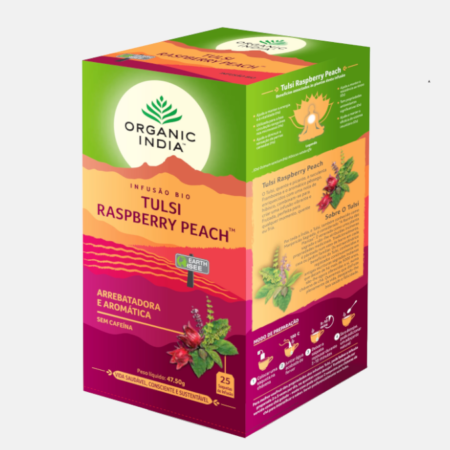 Infusión Bio Tulsi Raspberry Peach – 25 sobres – Organic India