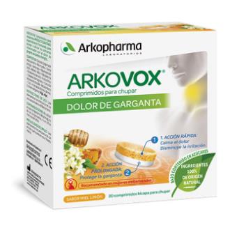 ARKOVOX dolor garganta sabor miel y limon 20comp.