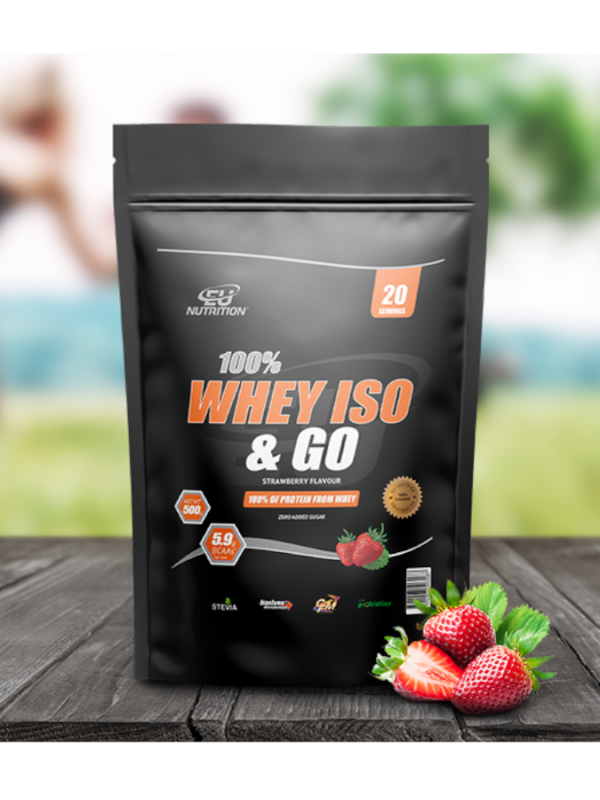 100% Whey Iso & Go Strawberry - 500g - EU Nutrition