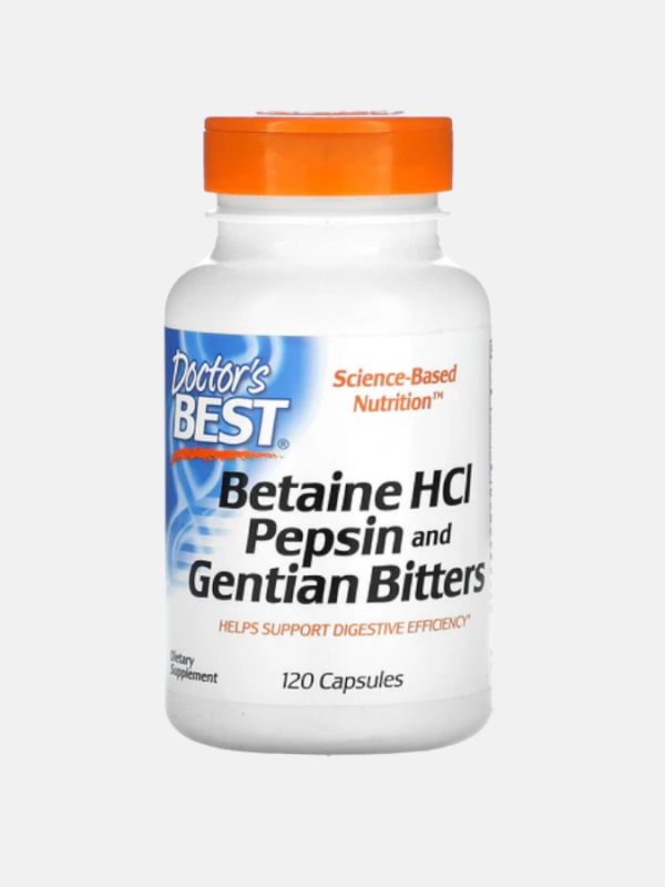 Betaine HCL Pepsin and Gentian Bitters - 120 cápsulas - Doctor's Best