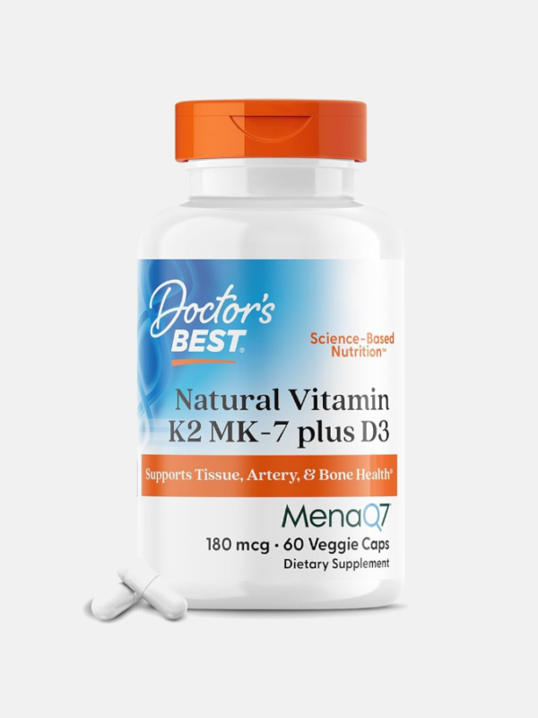 Vitamin K2 MK-7 MenaQ7 + D3 180mcg - 60 veggie caps - Doctor's Best