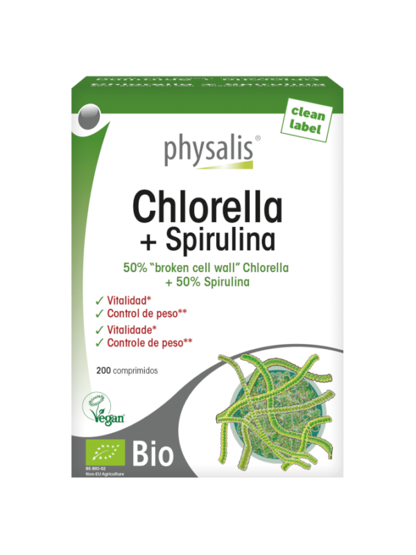 Chlorella + Spirulina - 200 comprimidos - Physalis