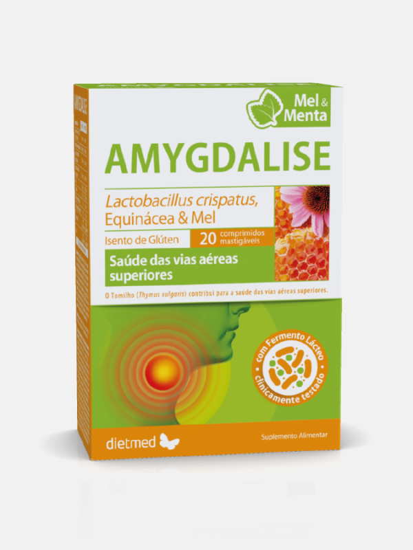 Amygdalise Miel y Menta - 20 comprimidos masticables - Dietmed