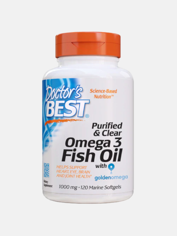 Purified & Clear Omega 3 Fish Oil with Goldenomega - 1000mg - 120 Marine Softgels - Doctor's Best