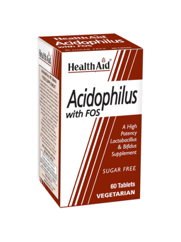 Acidophilus Mega Potencia con FOS - 60 Tabletas - Health Aid