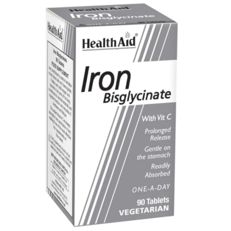 Bisglicinato de hierro – 90 tabletas – Health Aid