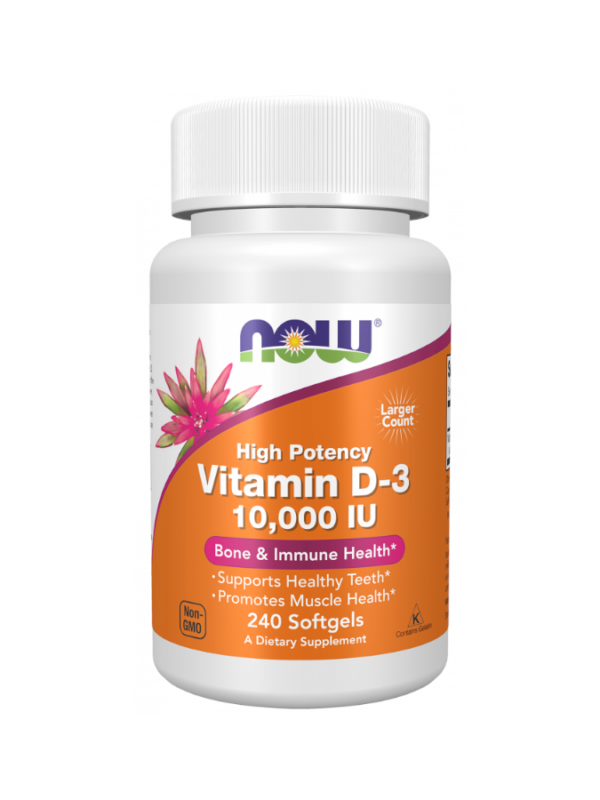 Vitamin D3 10000 IU - 240 cápsulas - Now